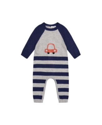 Boys' Knitted Intarsia Car Raglan Sleeve Romper - Baby