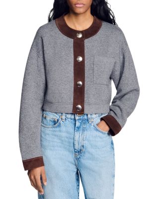 Parker Suede Trim Cardigan Sweater