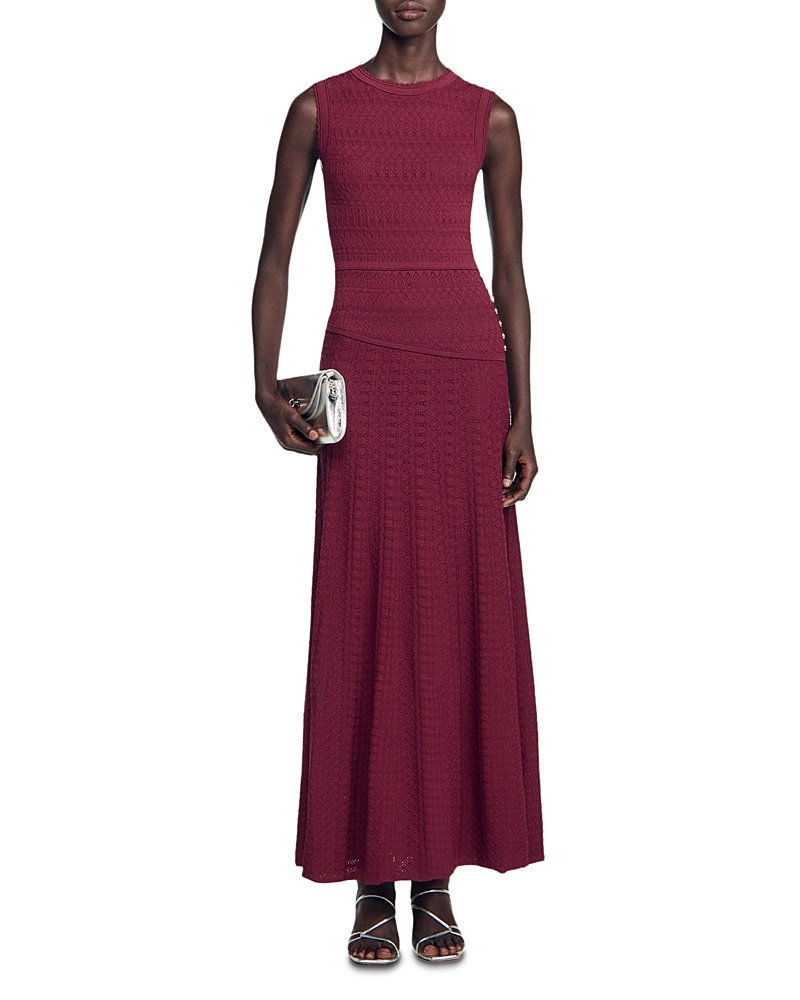 Sandro Samantha Pointelle Knit Maxi Dress