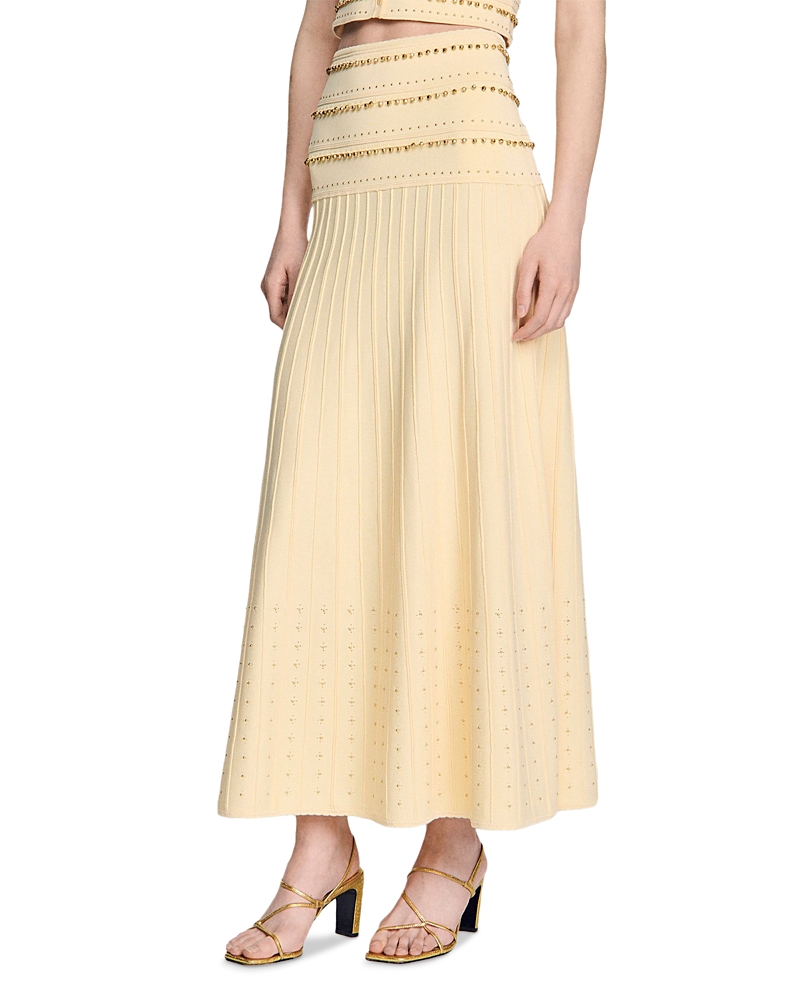 Sandro Lorianne Embellished Knit Maxi Skirt