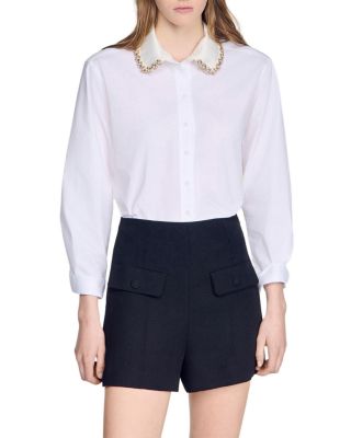 Ema Cotton Jeweled Collar Shirt