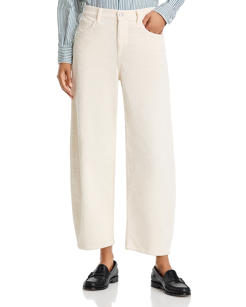 Frank & Eileen Cotton Blend Corduroy Barrel Jeans in Vintage White Corduroy