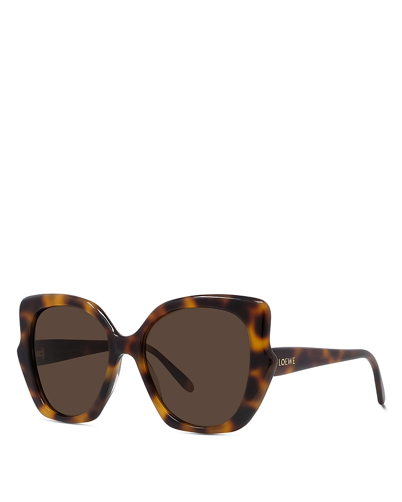 Loewe Slim Geometric Sunglasses, 54mm In Dark Havana/brown