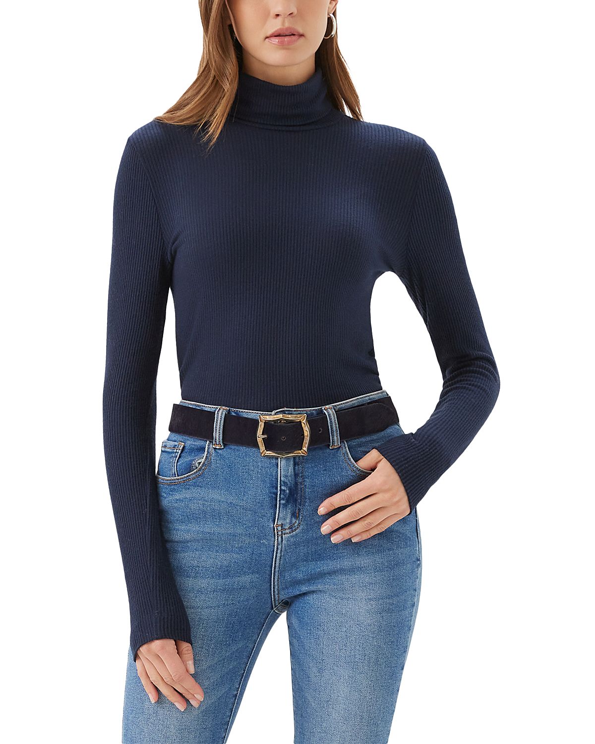 Karen Kane Ribbed Long Sleeve Turtleneck Top