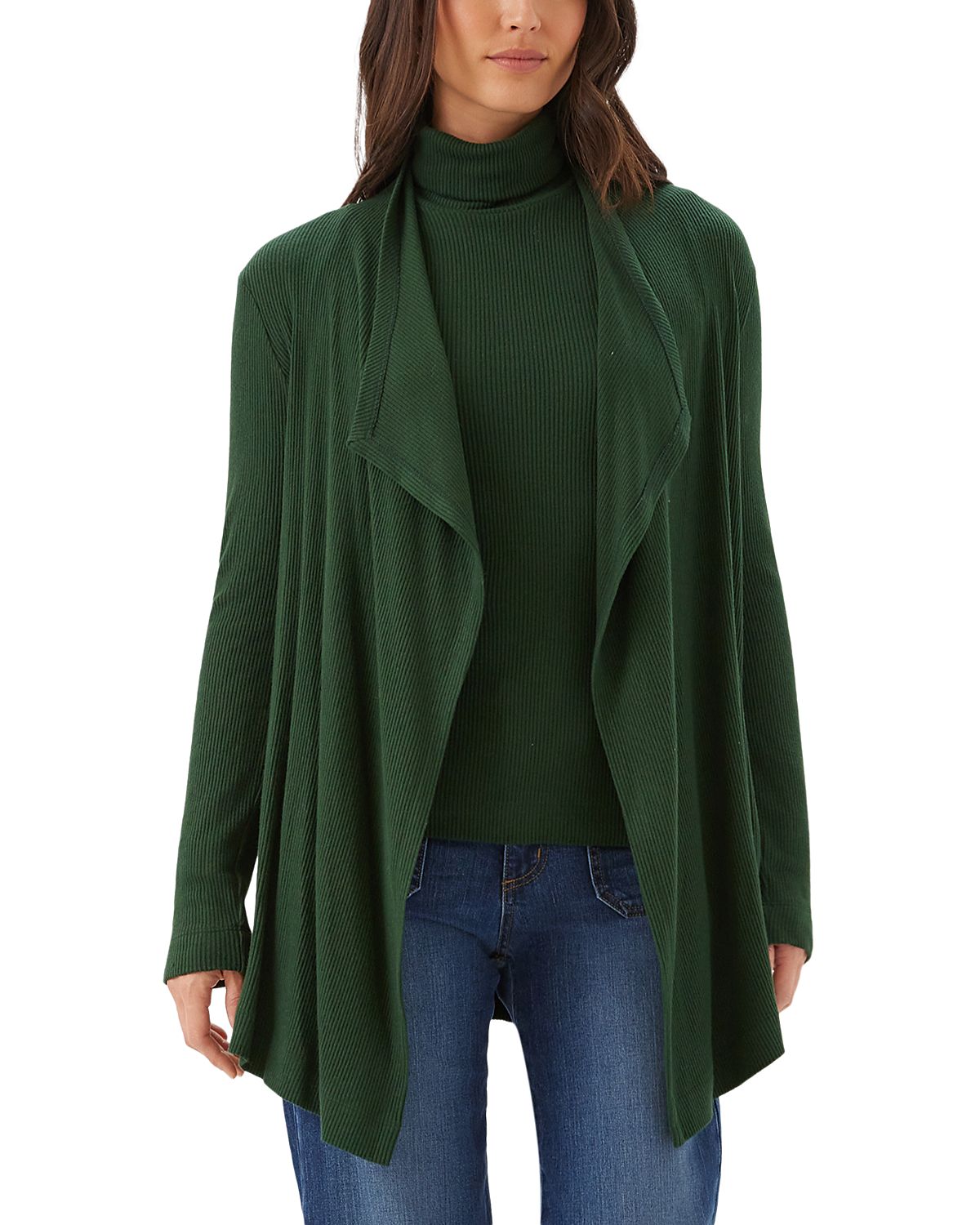 Karen Kane Ribbed Drape Front Cardigan