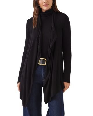 Ribbed Drape Front Cardigan