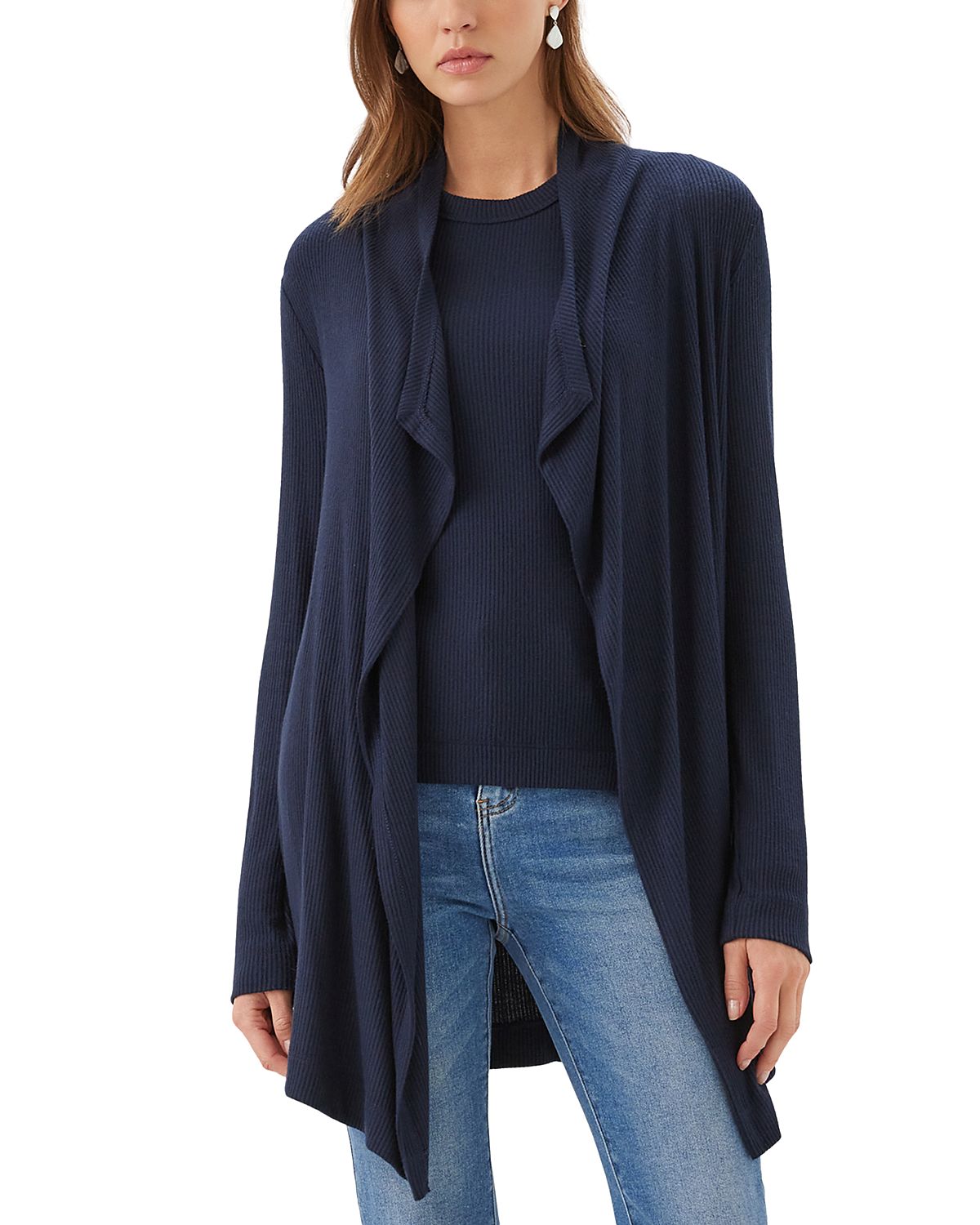 Karen Kane Ribbed Drape Front Cardigan