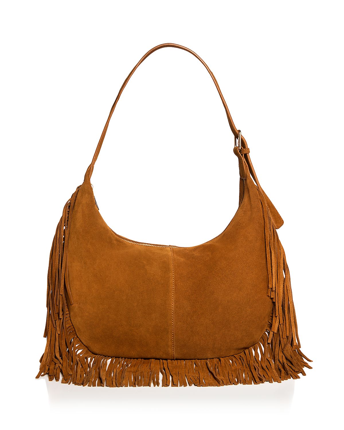 Aqua Large Fringed Suede Hobo Bag - Exclusive