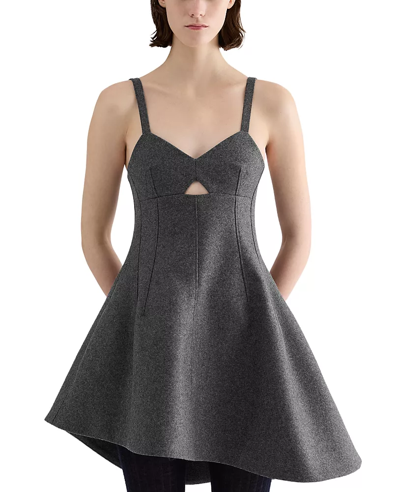 Jil Sander Asymmetric Wool Bustier Dress
