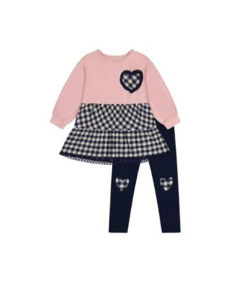  Girls' Cozy Hearts Charming Soft Tunic and Leggings Set - Baby