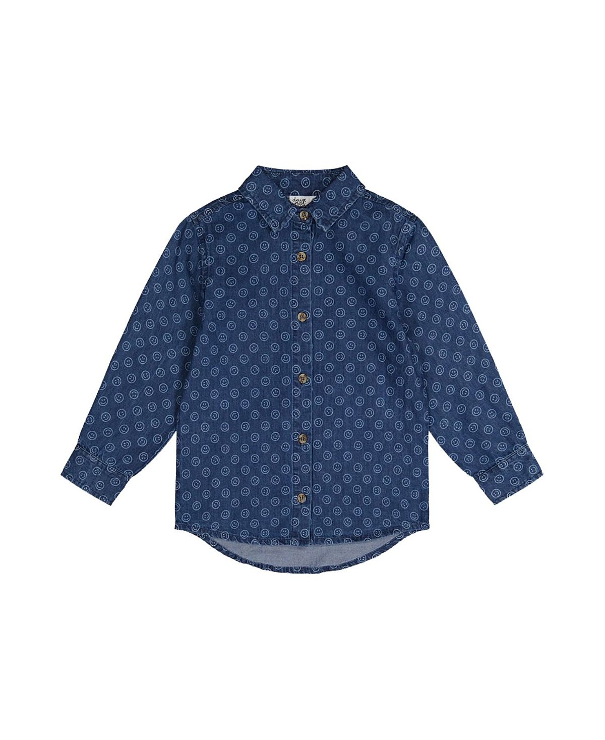 Deux par Deux Boys' Smiley Detail Chest Pocket Chambray Shirt - Little Kid, Big Kid