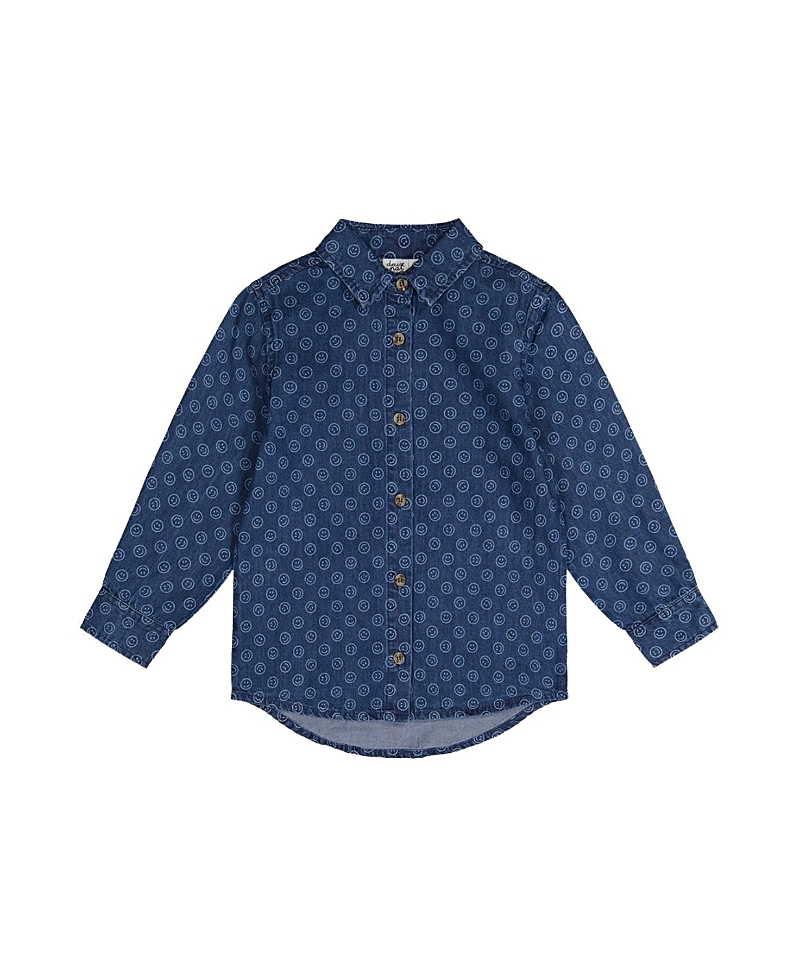 Deux par Deux Boys' Smiley Detail Chest Pocket Chambray Shirt - Little Kid, Big Kid