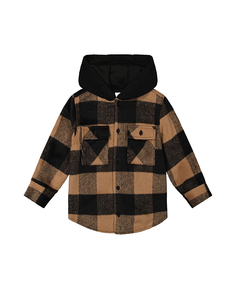 Deux par Deux Boys' Flannel Fleece Hood Chest Pocket Shirt - Little Kid, Big Kid
