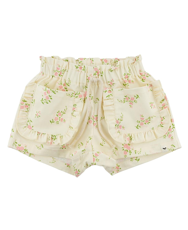 oh baby! Girls' Vintage Floral Libby Ruffle Pocket Short - Baby, Little Kid