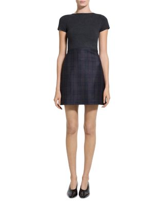 Short Sleeve A Line Wool Dress - thumbnail 7