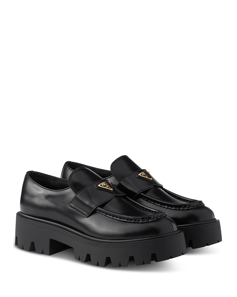 Prada Women's Brushed Leather Loafers