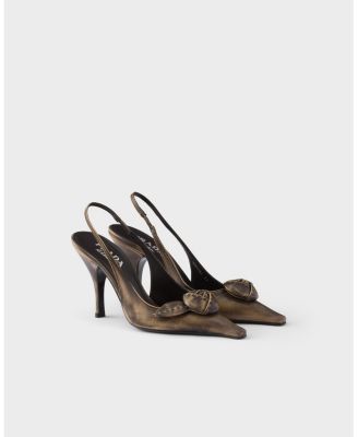 Women's Metallic Leather Slingback Pumps
