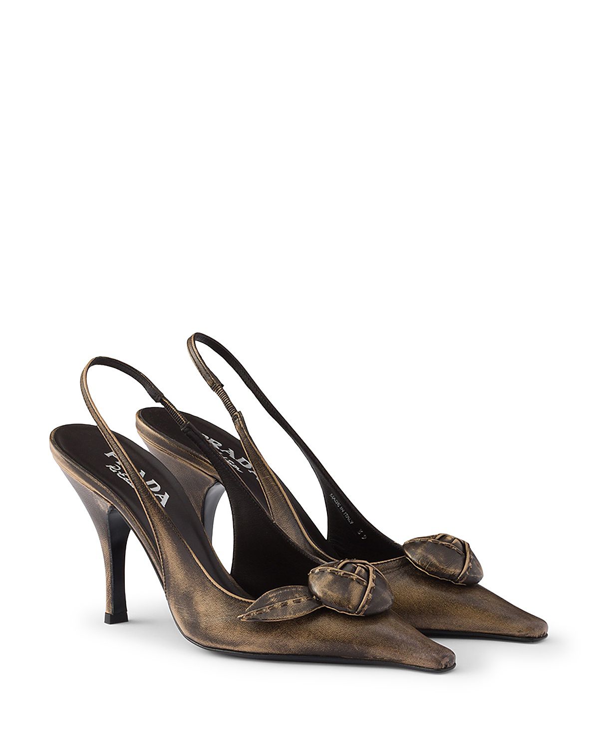 Prada Women's Metallic Leather Slingback Pumps