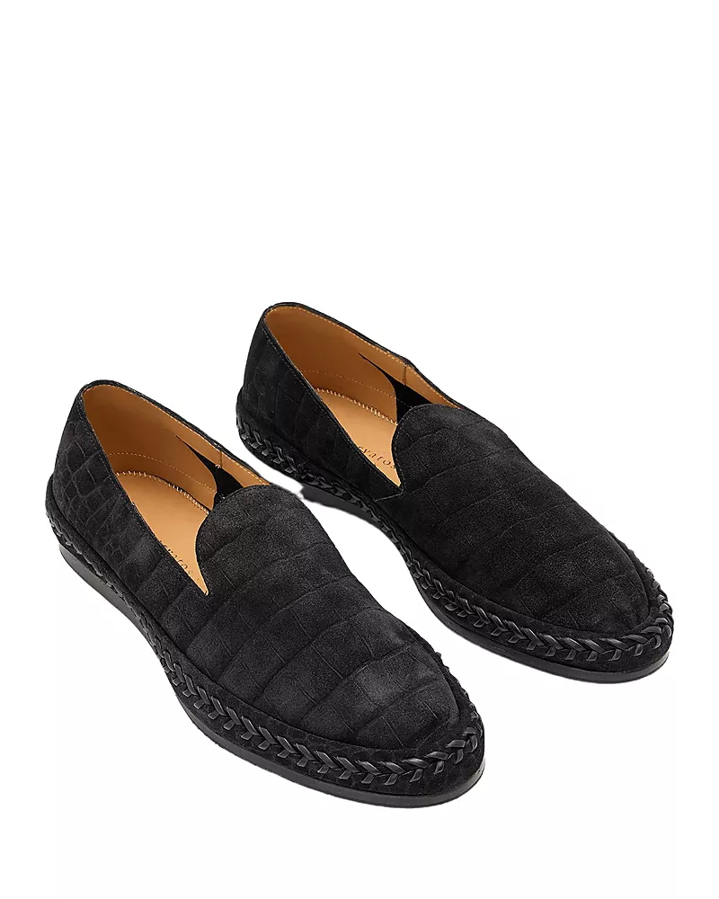 John Varvatos Men's Bari Croc Embossed Suede Loafers
