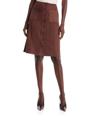 Faux Suede Patch Pocket Skirt