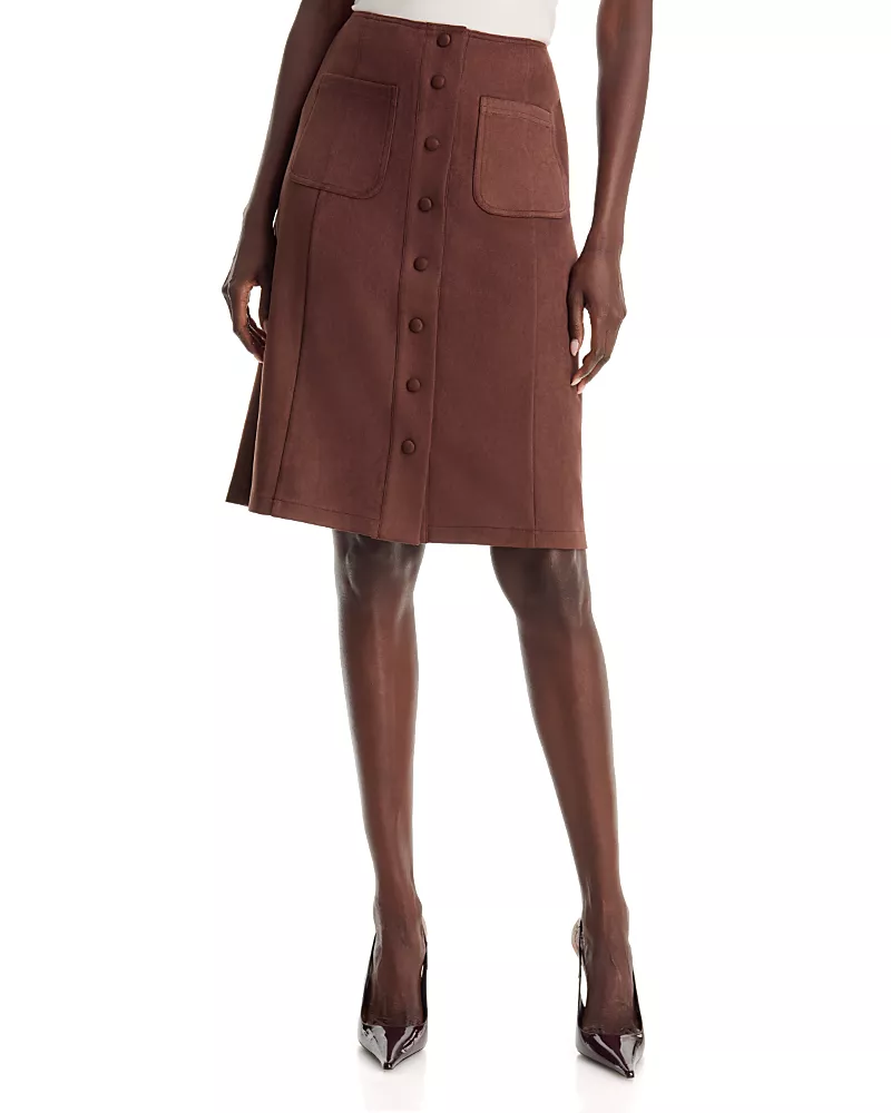 T Tahari Faux Suede Patch Pocket Skirt