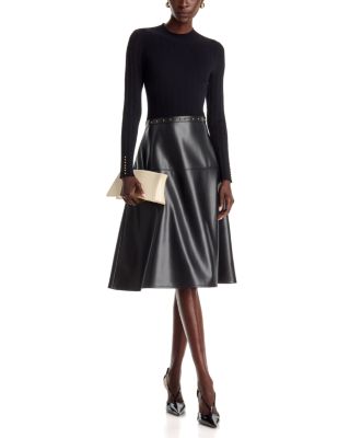 Mock Neck Mixed Media Studded Dress - thumbnail 2