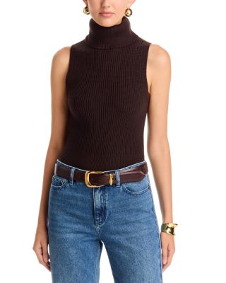 Wool Sleeveless Turtleneck Sweater