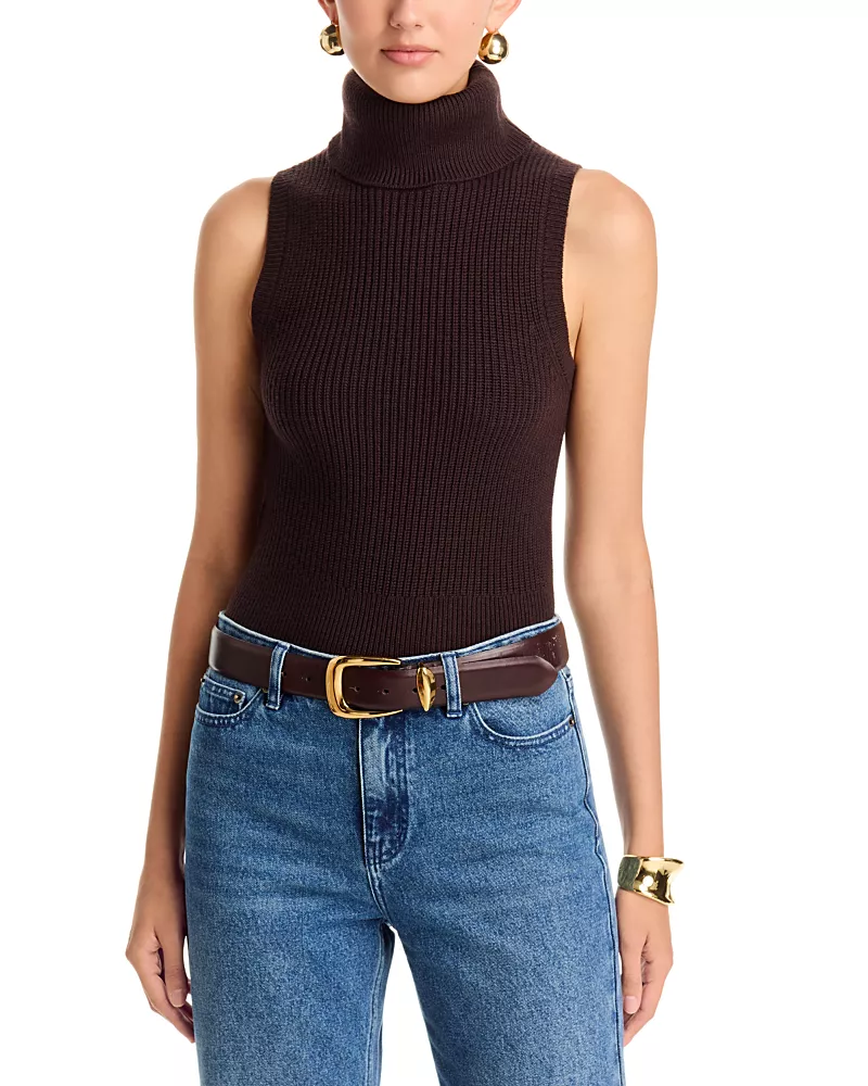 Michael Kors Wool Sleeveless Turtleneck Sweater