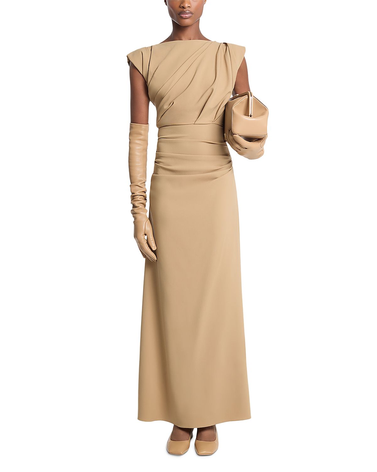 Michael Kors Collection Draped Column Wool-Blend Gown