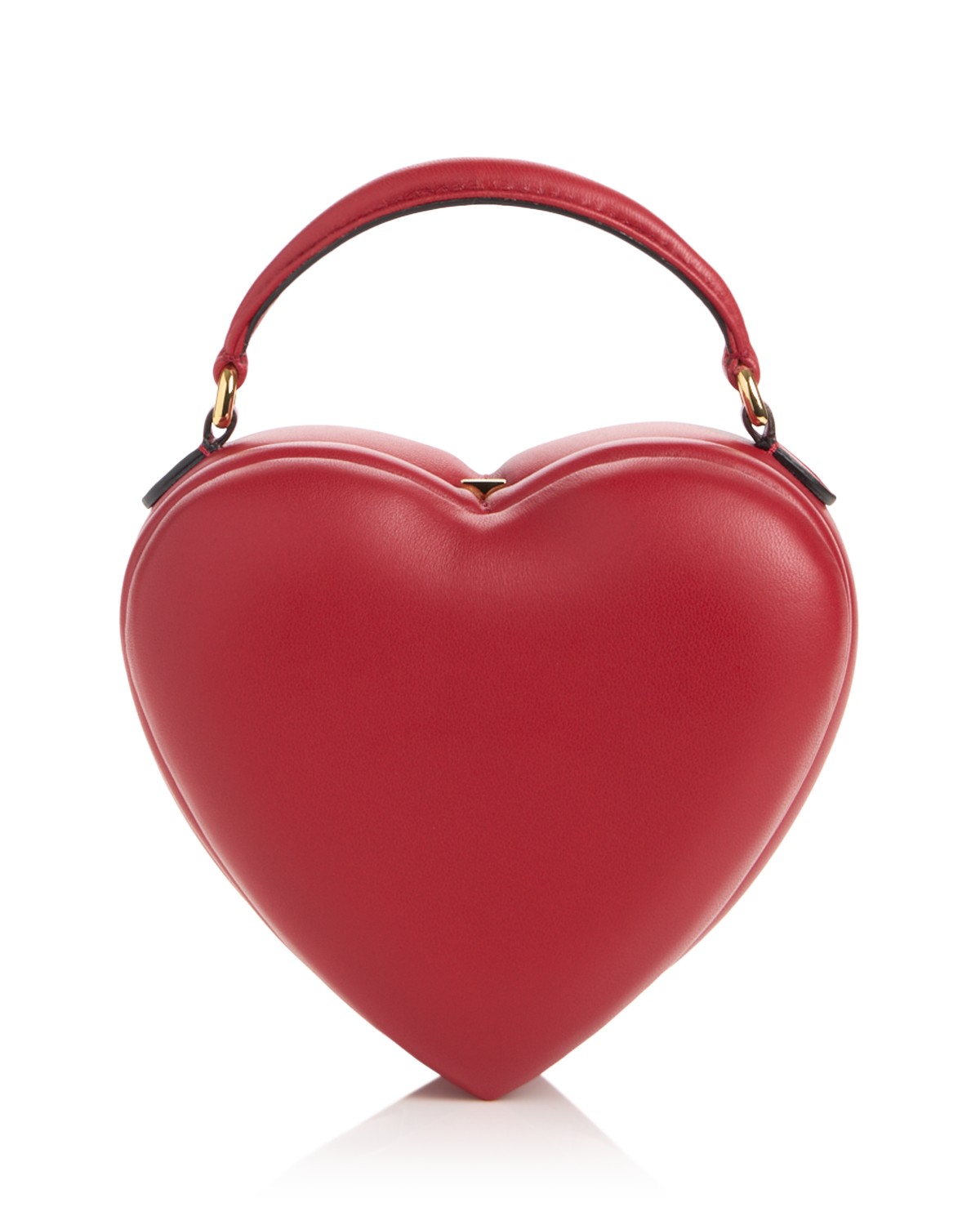 Moschino Heart Leather Top Handle Bag in Red