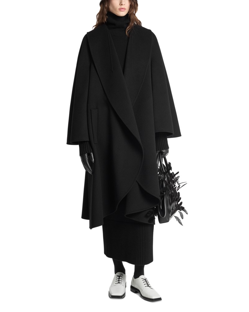 Michael Kors Collection Opera Clutch Wool Coat in Black