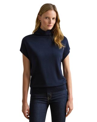 Cotton Modal Mockneck Cap Sleeve Sweater