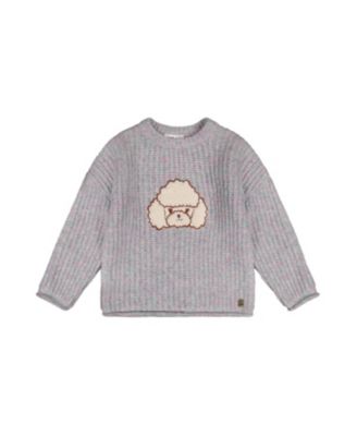 Girls' Knit Texture Poodle Appliqu&eacute; Sweater - Little Kid