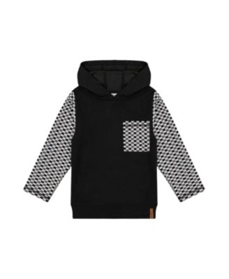 Boys' Colorblock Checkered Chest Pocket Hooded Top - Little Kid