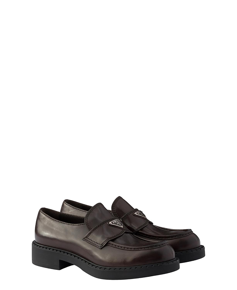 Prada Men's Chocolate Aged Leather Loafers