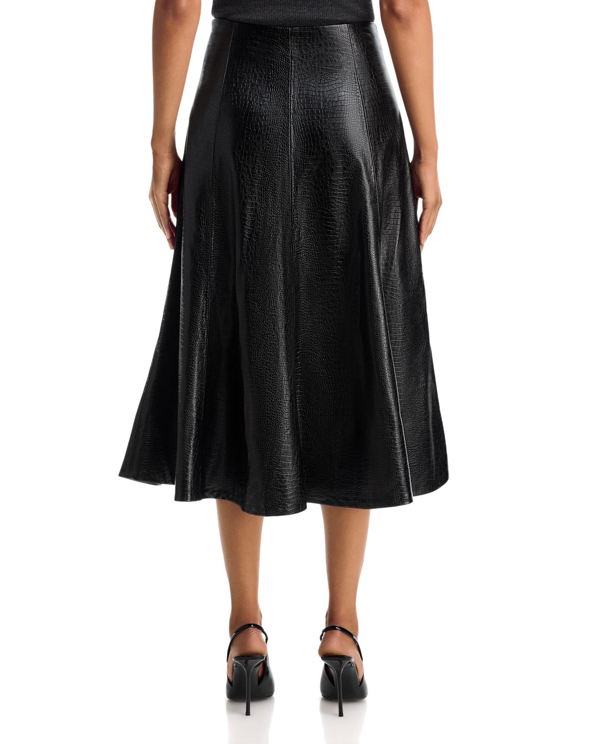 Croc Embossed Faux Leather Midi Skirt - Exclusive thumbnail 2