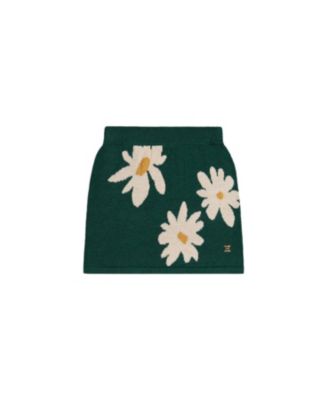 Girls' Knitted Daisy Jacquard Elastic Waist Skirt - Big Kid