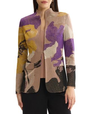 Tailored Floral Jacquard Flat Knit Jacket