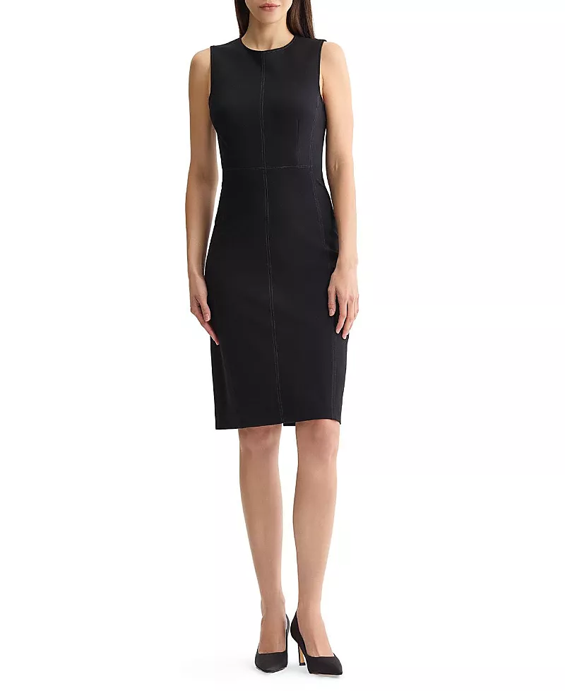 Misook LuxeStretch Contrast Stitch Sheath Dress