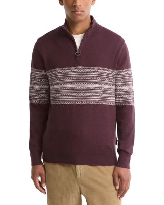 Millwood Cotton Blend Half Zip Stripe Sweater