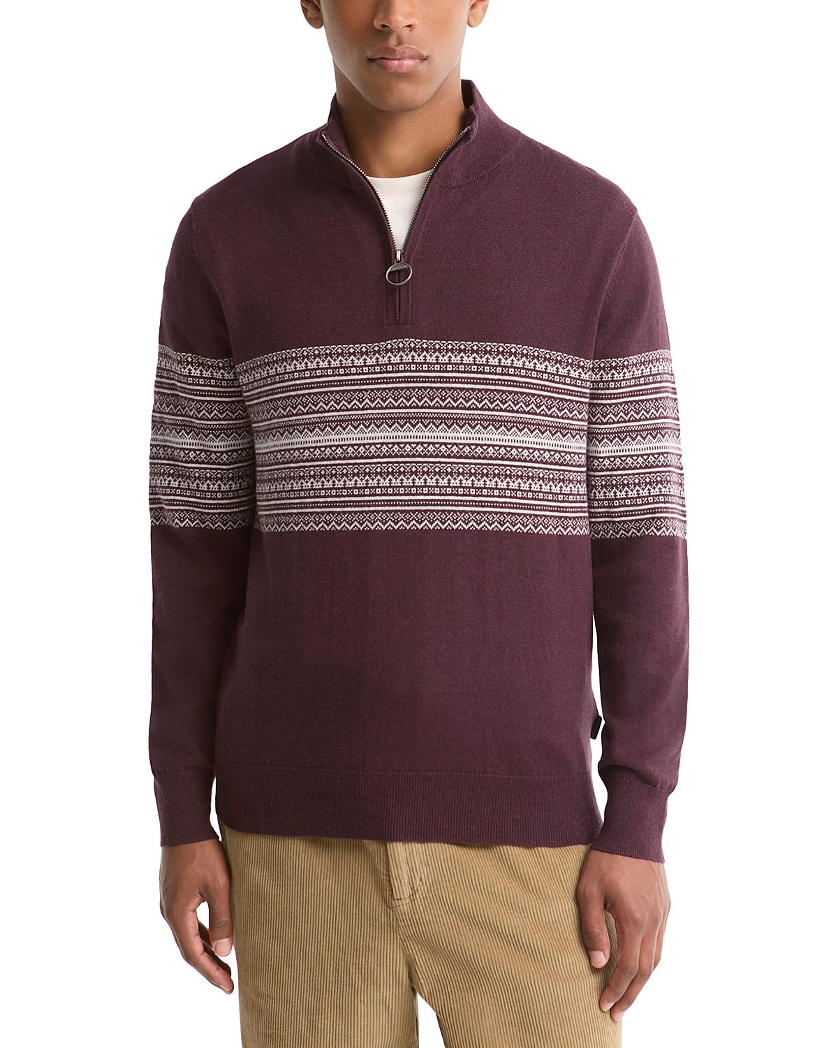 Barbour Millwood Cotton Blend Half Zip Stripe Sweater
