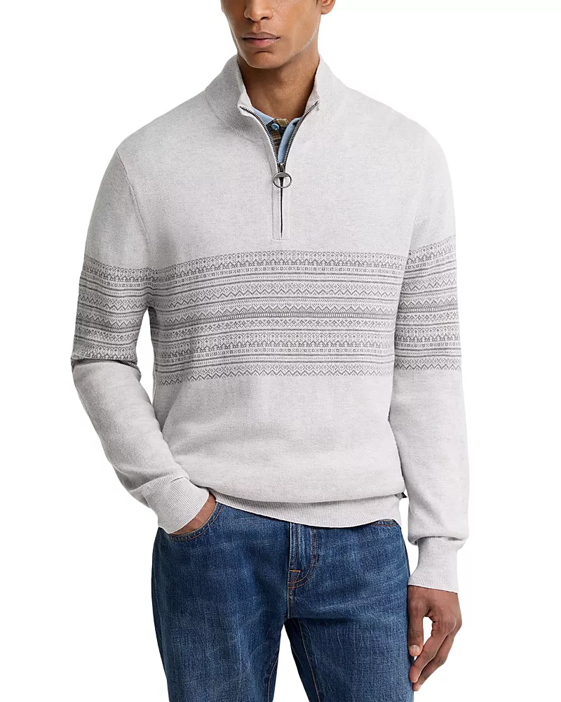 Barbour Millwood Cotton Blend Half Zip Stripe Sweater