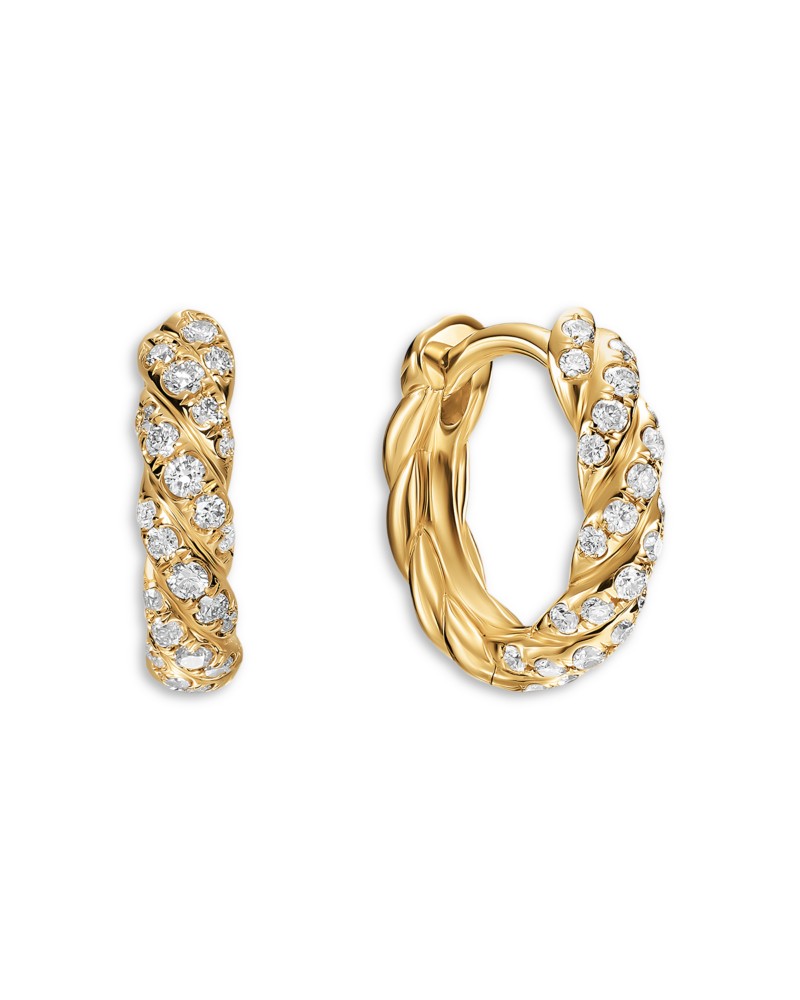 David Yurman Petite Pavé Hoop Earrings in 18K Yellow Gold with Diamonds, 10mm by Bloomingdale's