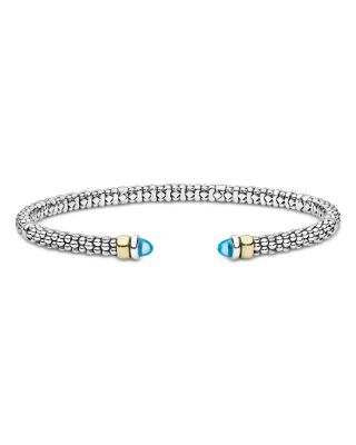Lagos 14K Yellow Gold & Sterling Silver Signature Caviar Gemstone Cuff Bracelet