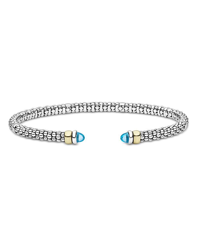 Lagos 14K Yellow Gold & Sterling Silver Signature Caviar Gemstone Cuff Bracelet