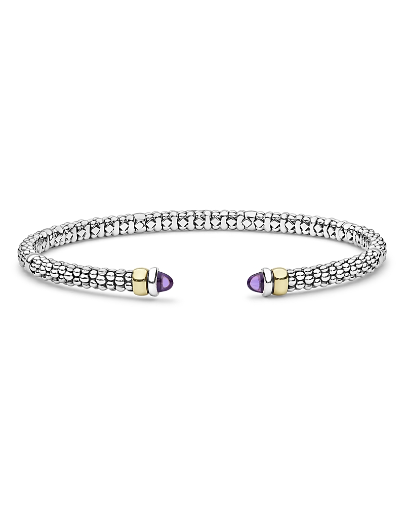 Lagos 14K Yellow Gold & Sterling Silver Signature Caviar Gemstone Cuff Bracelet · 7 inches