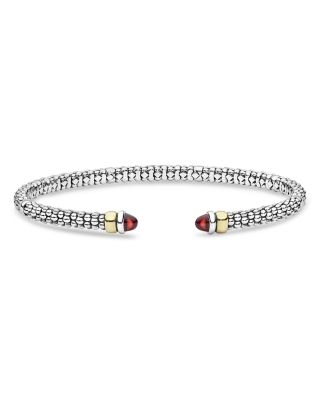 Lagos 14K Yellow Gold & Sterling Silver Signature Caviar Gemstone Cuff Bracelet