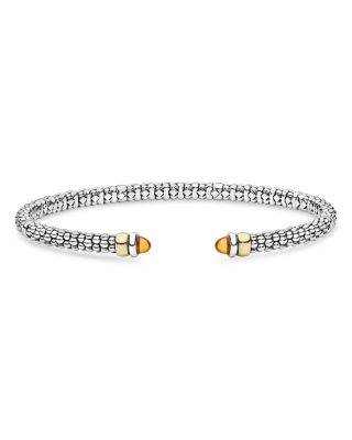 Lagos 14K Yellow Gold & Sterling Silver Signature Caviar Gemstone Cuff Bracelet