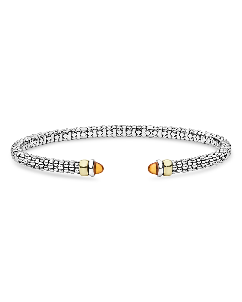 Lagos 14K Yellow Gold & Sterling Silver Signature Caviar Gemstone Cuff Bracelet