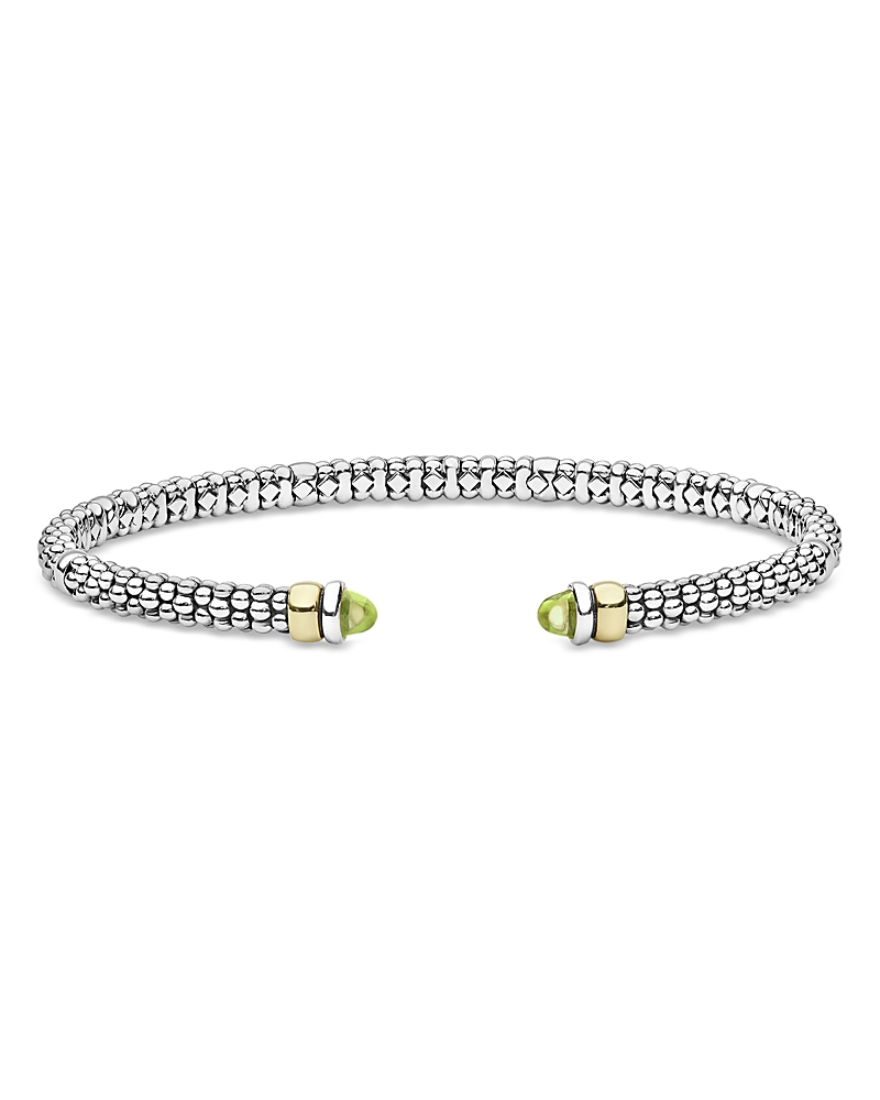 Lagos 14K Yellow Gold & Sterling Silver Signature Caviar Gemstone Cuff Bracelet · 7 inches